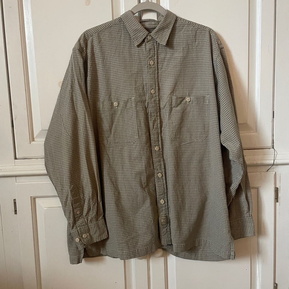 Arrow Khacki’s big Oxford men’s tan plaid long sleeve button down casual top M